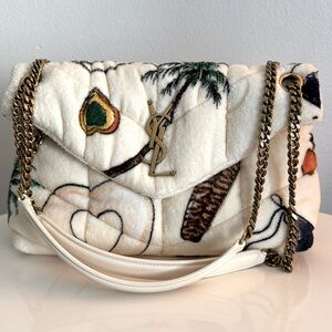 Saint Laurent *NEW* Terry Cloth Vacation Print Lou Lou Bag with Dust Cover